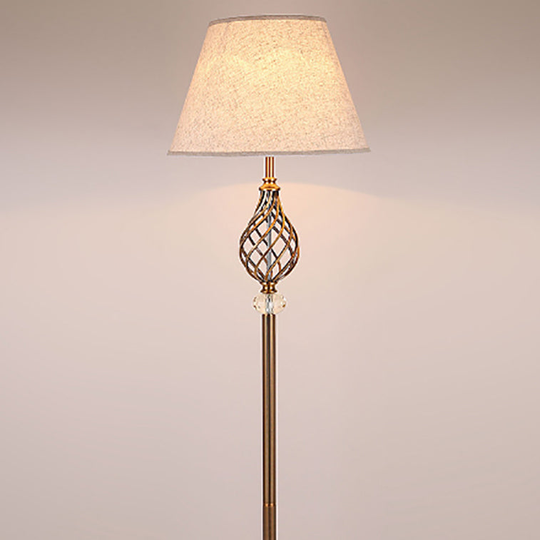 Openwork Round Fabric Crystal Floor Lamp