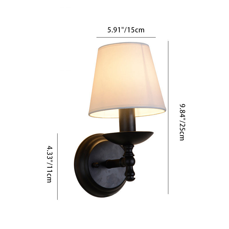 Round Cylinder Fabric Iron Wall Lamp