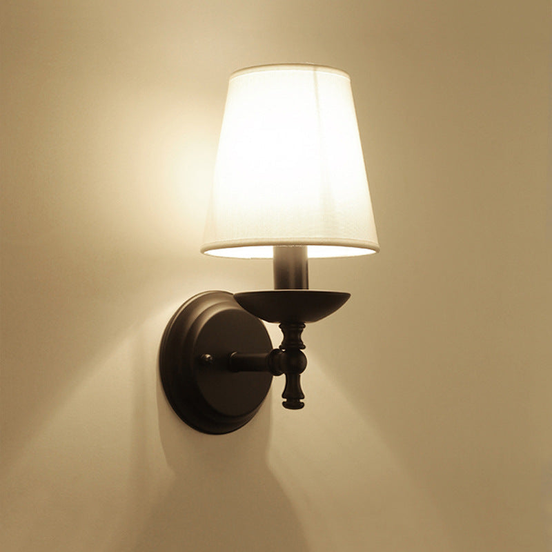 Round Cylinder Fabric Iron Wall Lamp