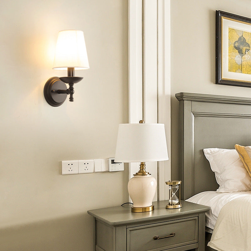 Round Cylinder Fabric Iron Wall Lamp