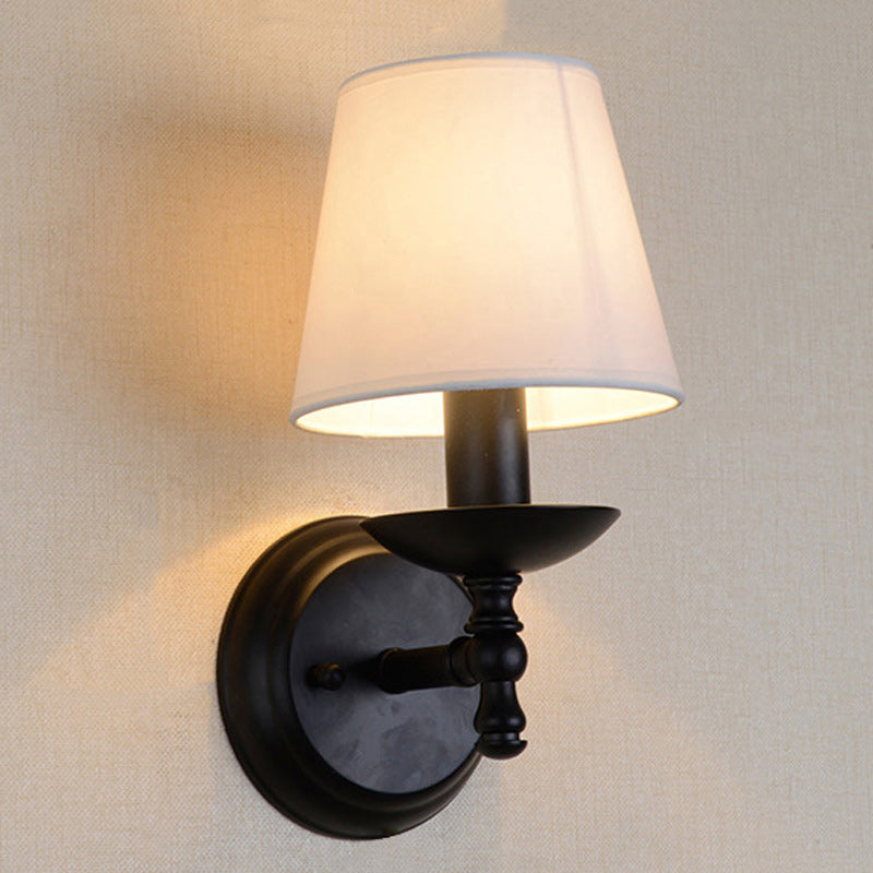 Round Cylinder Fabric Iron Wall Lamp