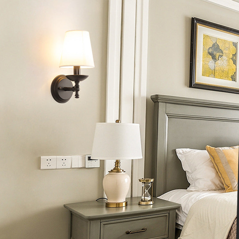 Round Cylinder Fabric Iron Wall Lamp