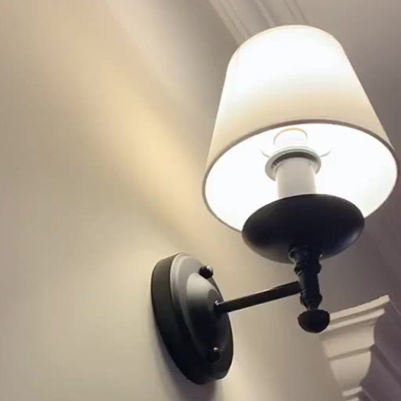 Round Cylinder Fabric Iron Wall Lamp