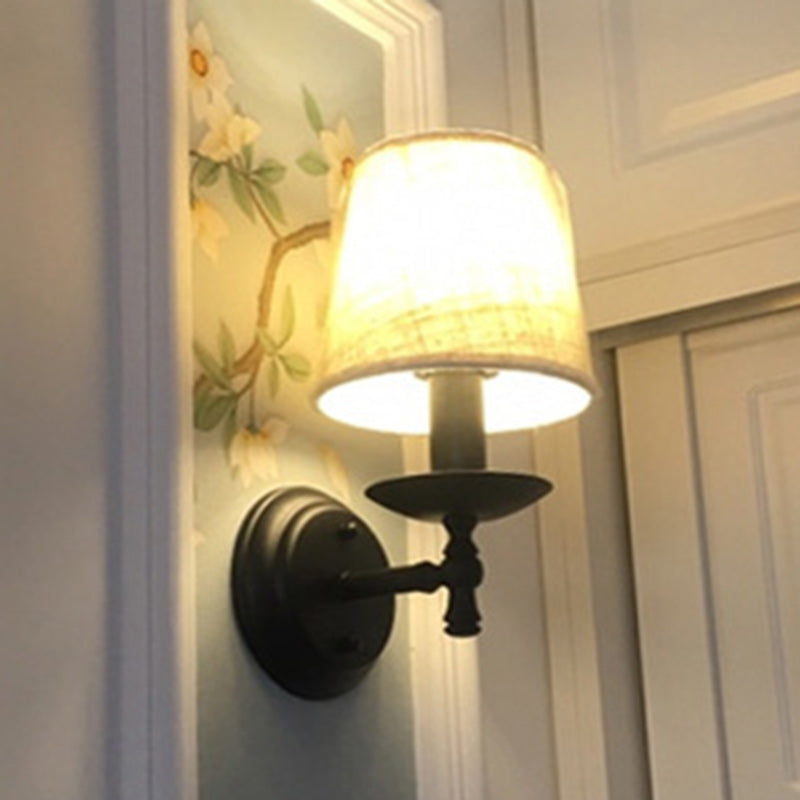 Round Cylinder Fabric Iron Wall Lamp