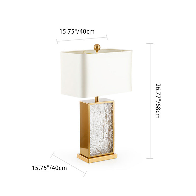 Rectangular Square Fabric Marble Table Lamp