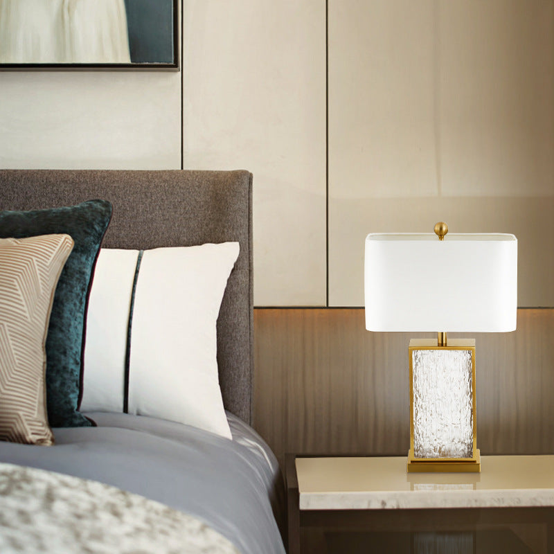 Rectangular Square Fabric Marble Table Lamp
