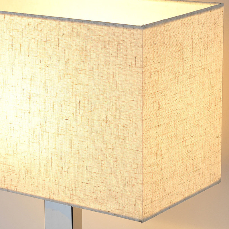 Square Long Fabric Stainless Table Lamp