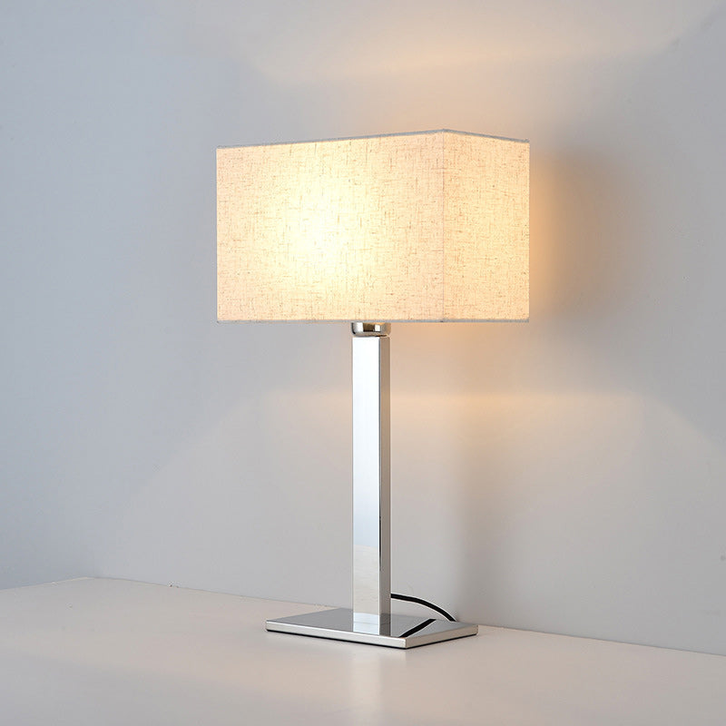 Square Long Fabric Stainless Table Lamp