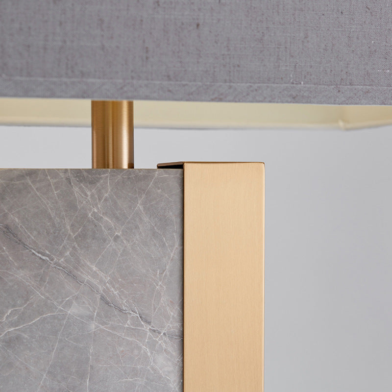 Rectangle Fabric Marble Metal Table Lamp