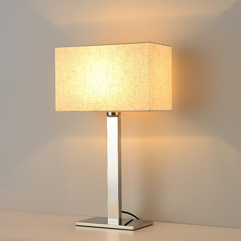 Square Long Fabric Stainless Table Lamp