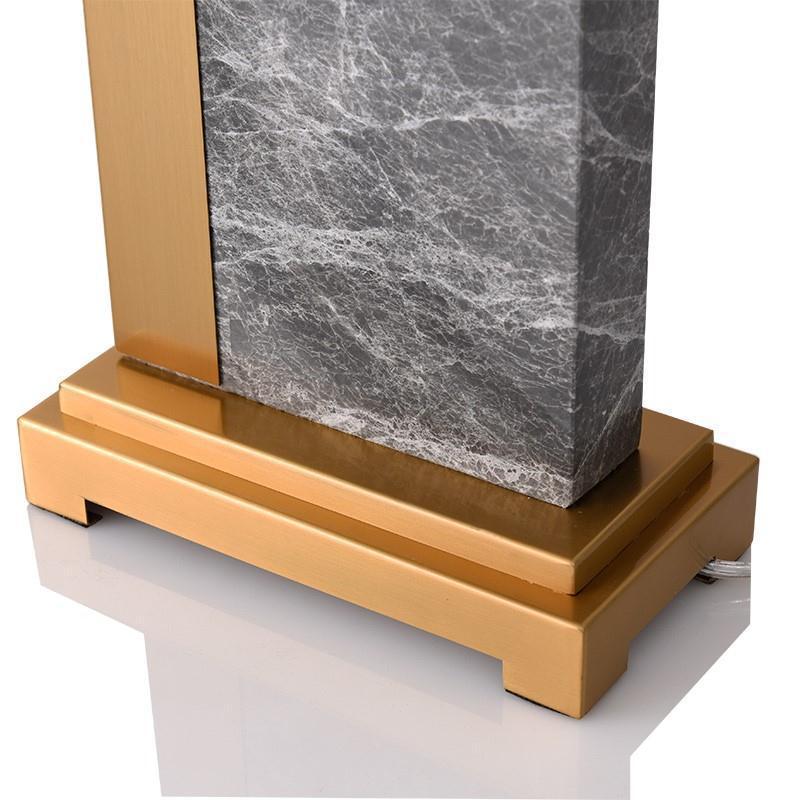 Rectangle Fabric Marble Metal Table Lamp