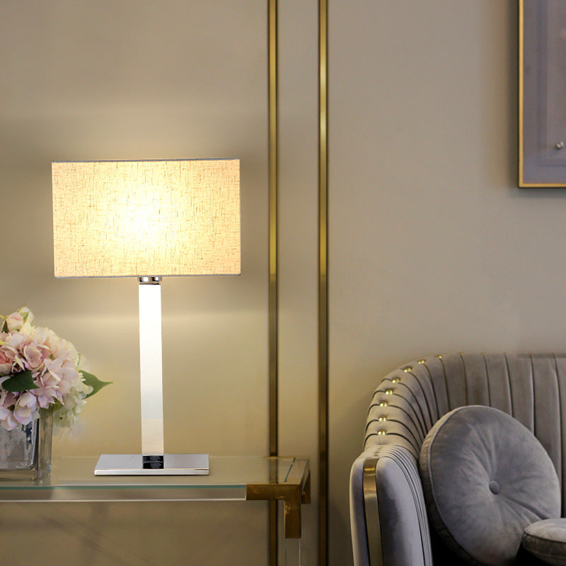 Square Long Fabric Stainless Table Lamp