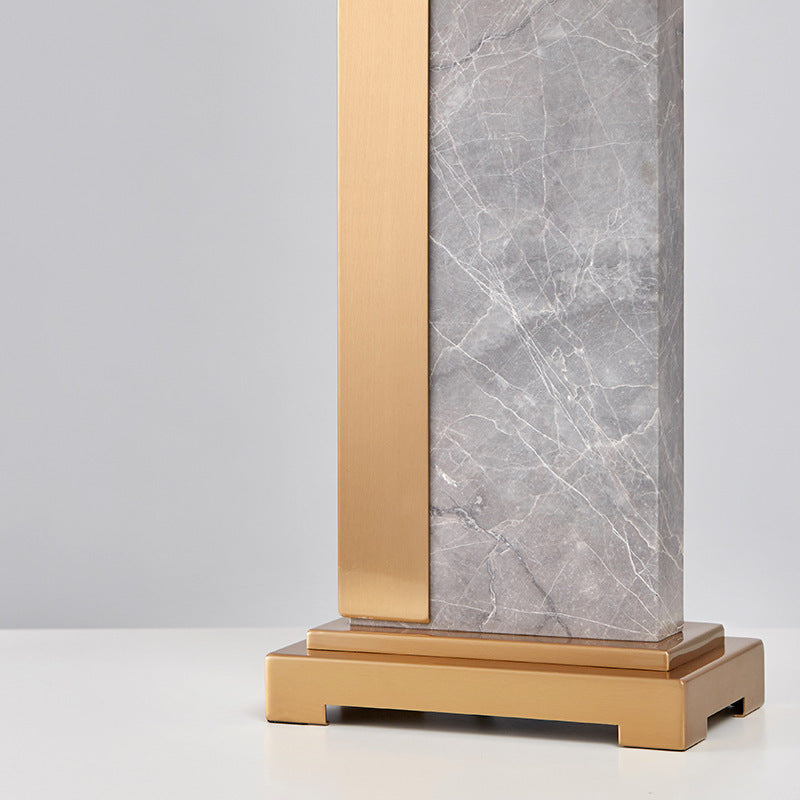 Rectangle Fabric Marble Metal Table Lamp