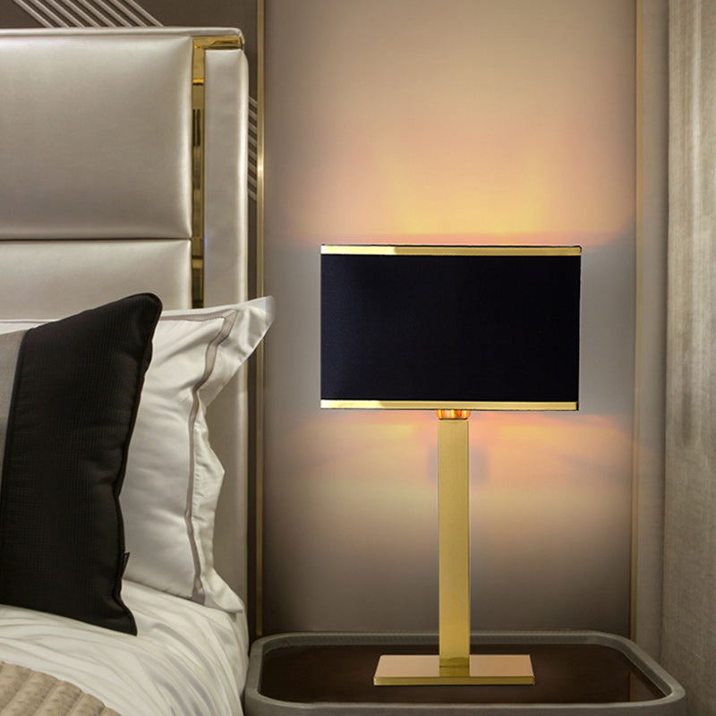 Square Long Fabric Stainless Table Lamp