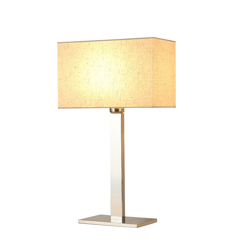 Square Long Fabric Stainless Table Lamp
