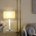 Square Long Fabric Stainless Table Lamp