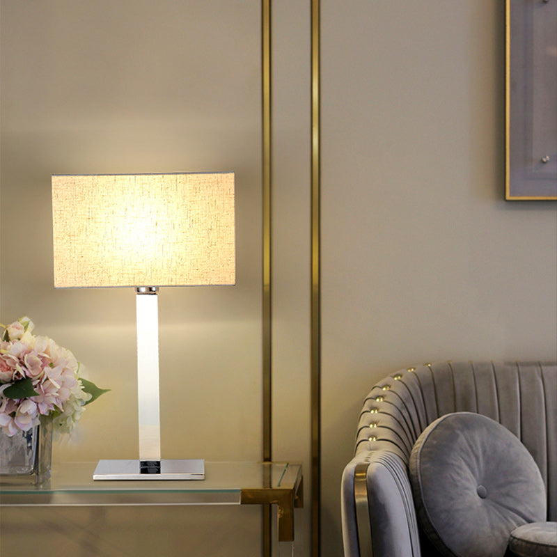 Square Long Fabric Stainless Table Lamp