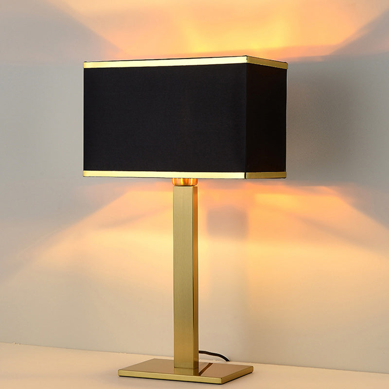 Square Long Fabric Stainless Table Lamp