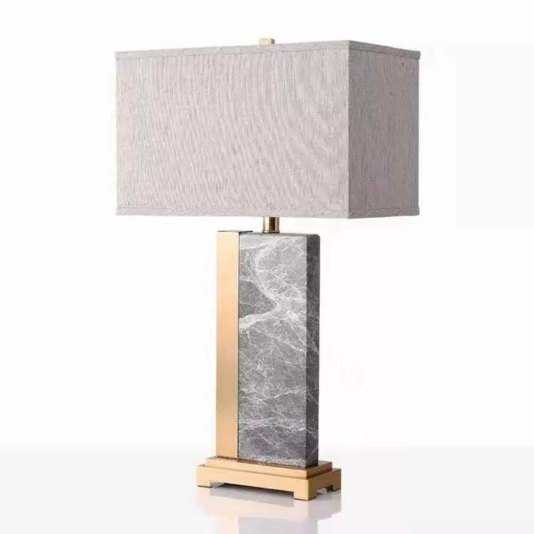 Rectangle Fabric Marble Metal Table Lamp