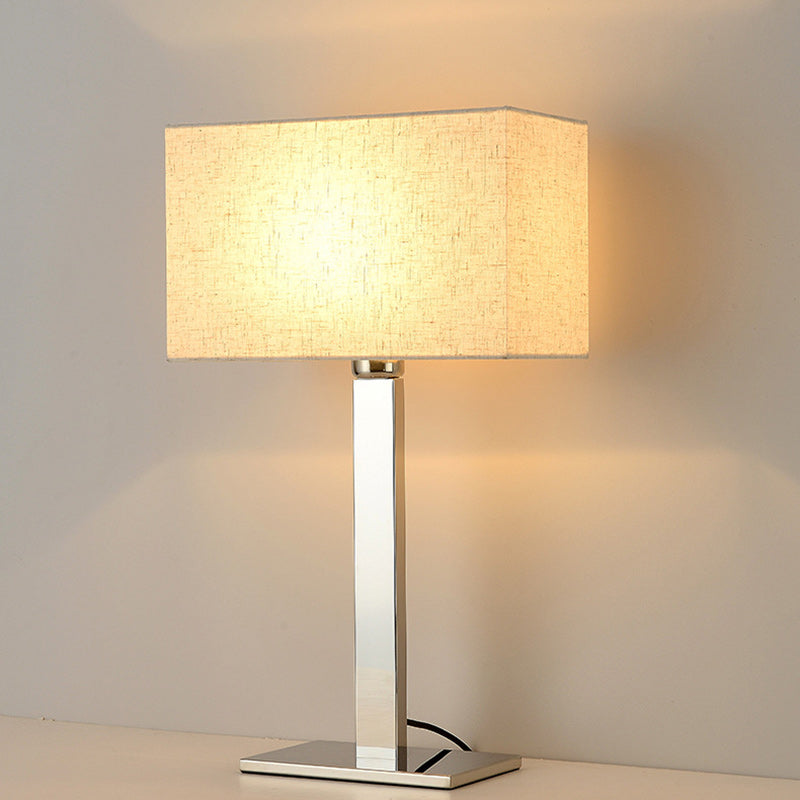 Square Long Fabric Stainless Table Lamp