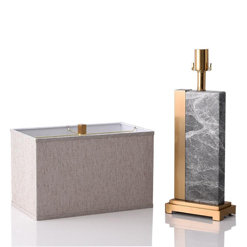 Rectangle Fabric Marble Metal Table Lamp