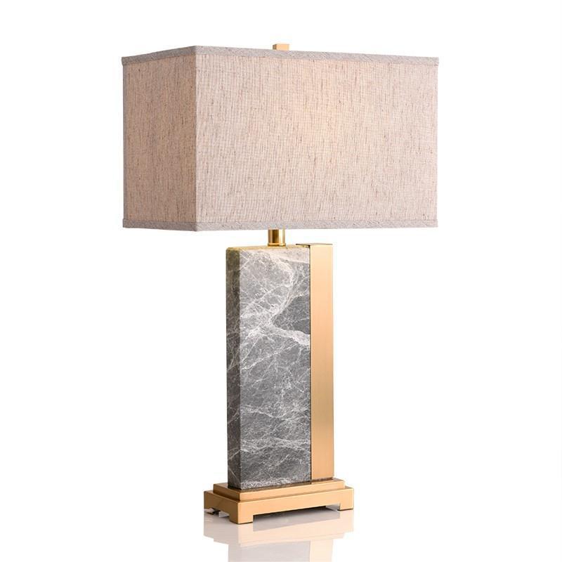 Rectangle Fabric Marble Metal Table Lamp