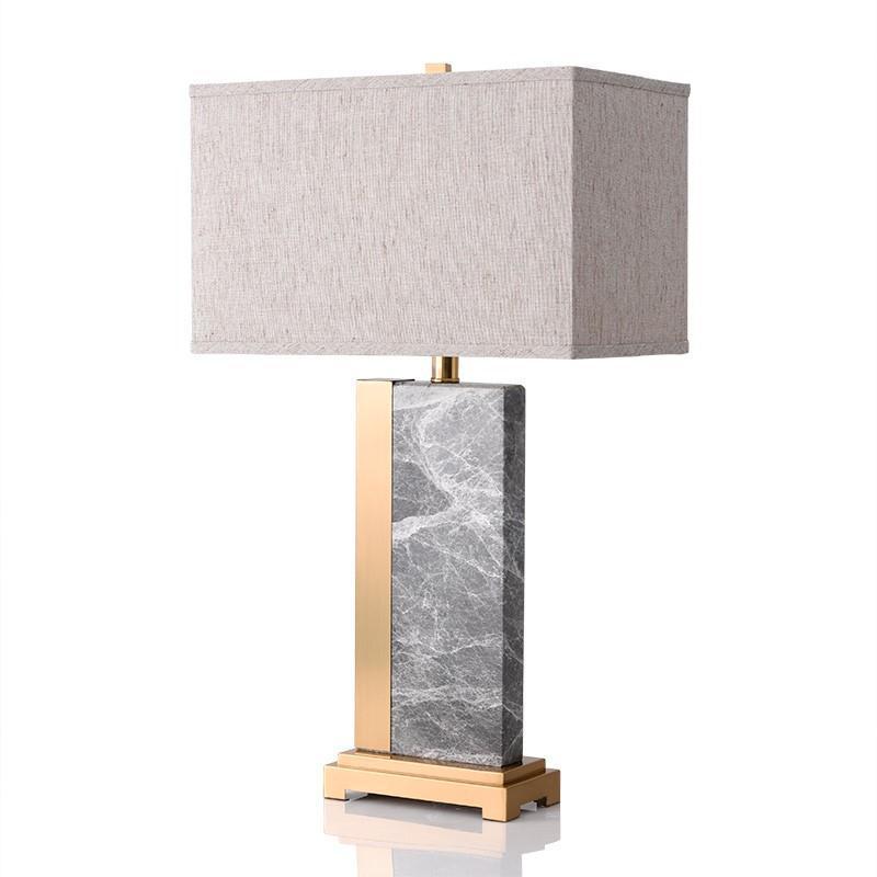 Rectangle Fabric Marble Metal Table Lamp