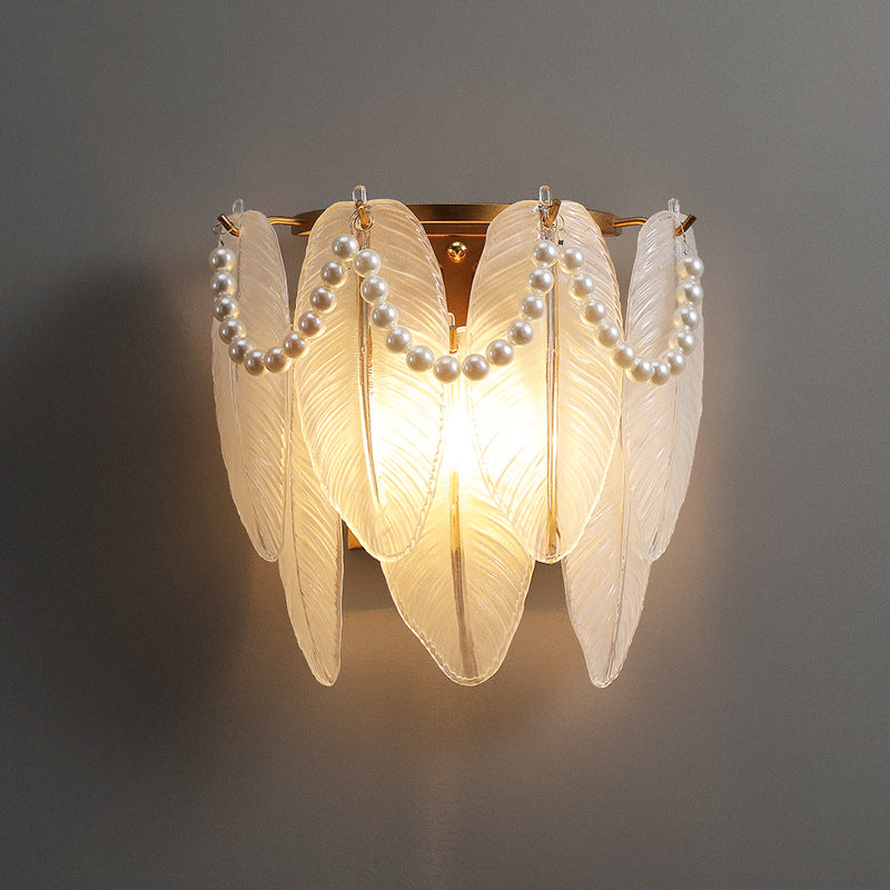 Leaf Half Round Glass 2-Light Wall Lamp