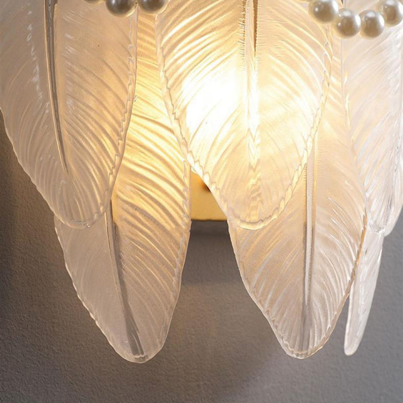 Leaf Half Round Glass 2-Light Wall Lamp