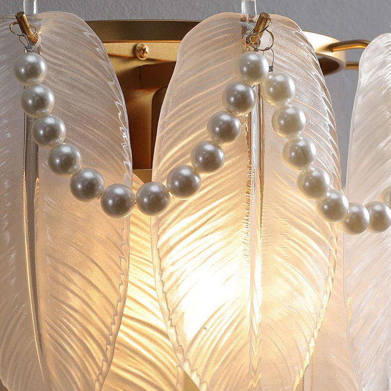 Leaf Half Round Glass 2-Light Wall Lamp