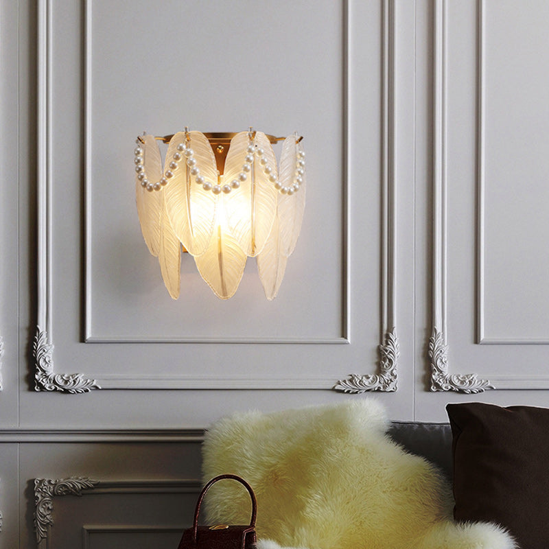 Leaf Half Round Glass 2-Light Wall Lamp