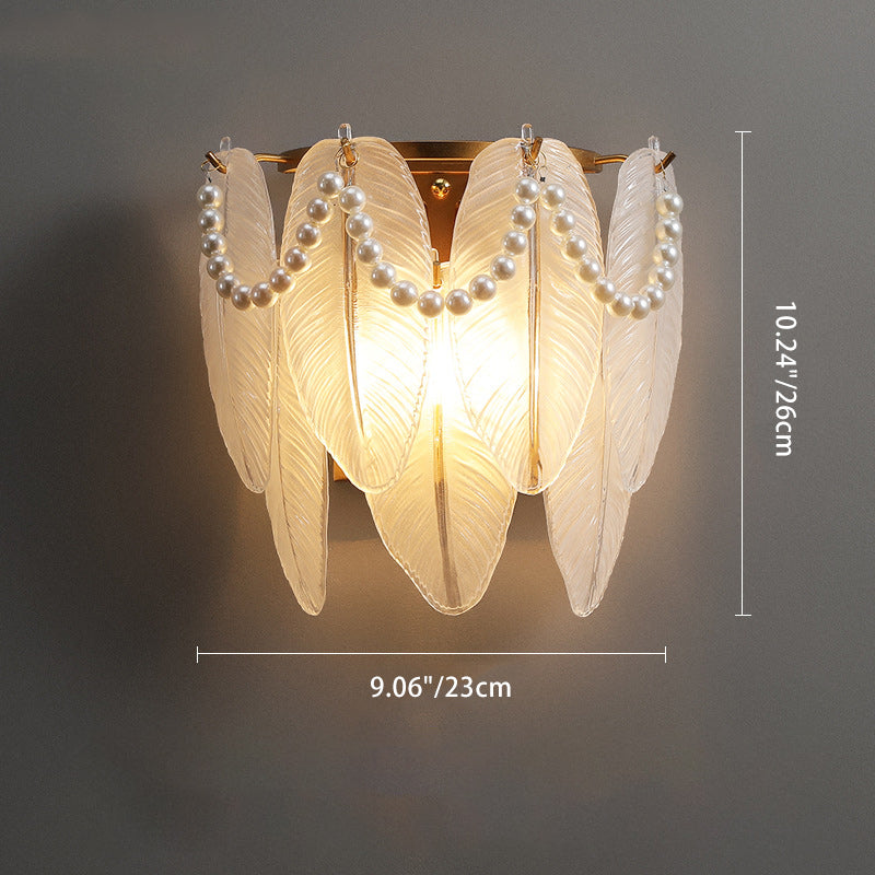 Leaf Half Round Glass 2-Light Wall Lamp