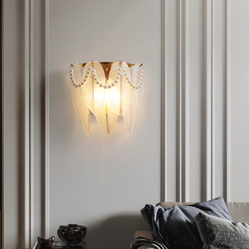 Leaf Half Round Glass 2-Light Wall Lamp