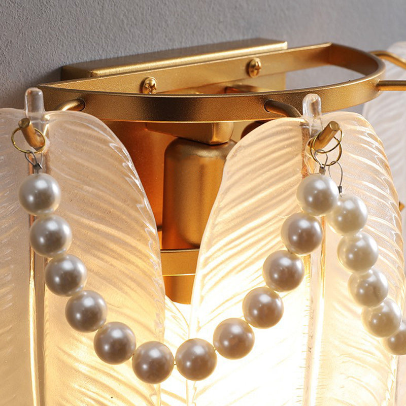 Leaf Half Round Glass 2-Light Wall Lamp