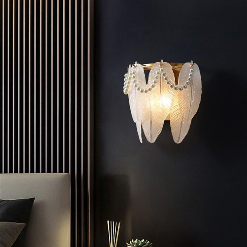 Leaf Half Round Glass 2-Light Wall Lamp