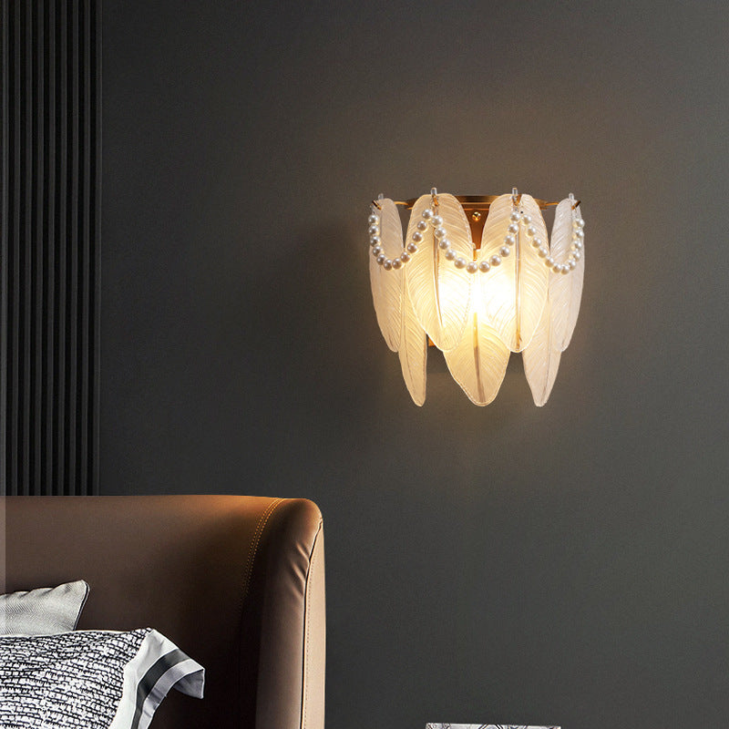 Leaf Half Round Glass 2-Light Wall Lamp