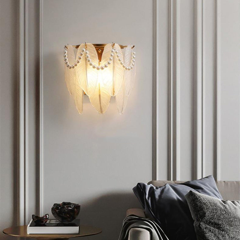 Leaf Half Round Glass 2-Light Wall Lamp