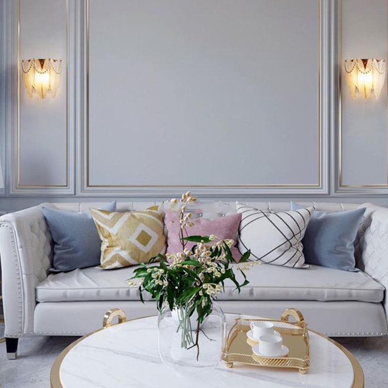 Leaf Half Round Glass 2-Light Wall Lamp