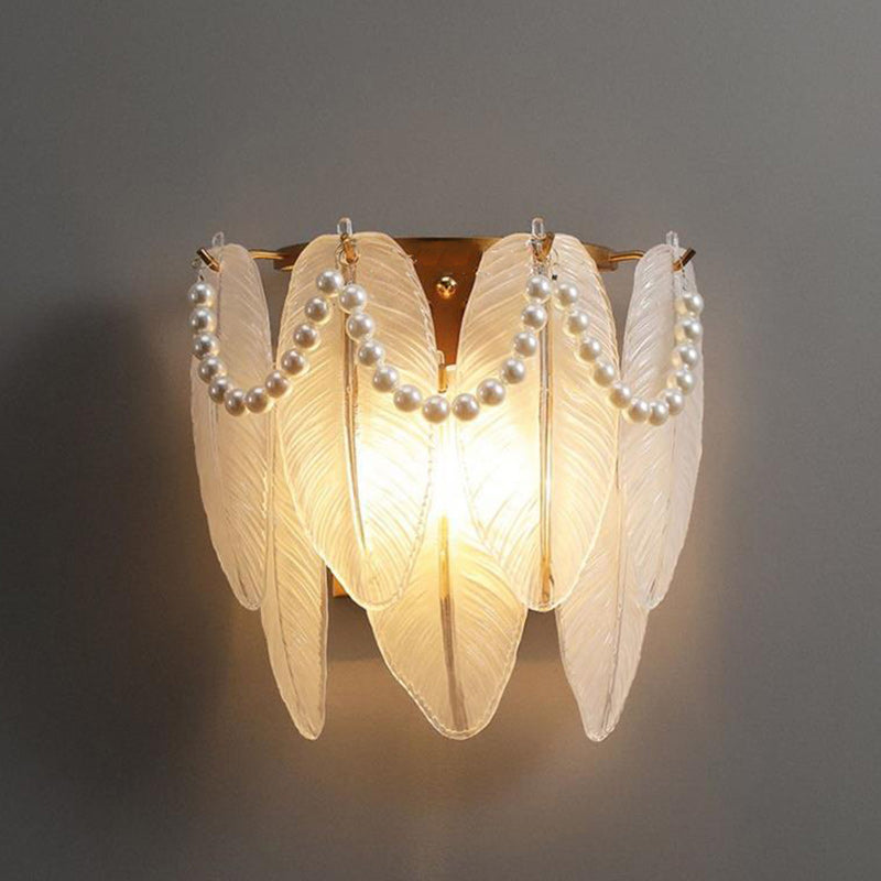 Leaf Half Round Glass 2-Light Wall Lamp