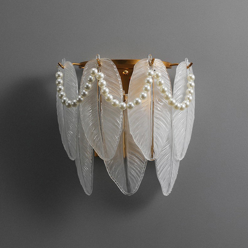 Leaf Half Round Glass 2-Light Wall Lamp