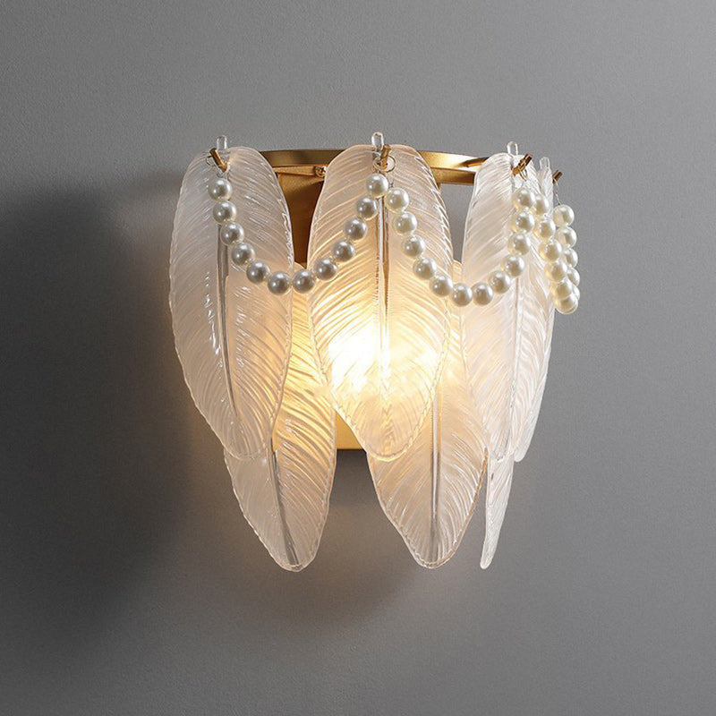Leaf Half Round Glass 2-Light Wall Lamp