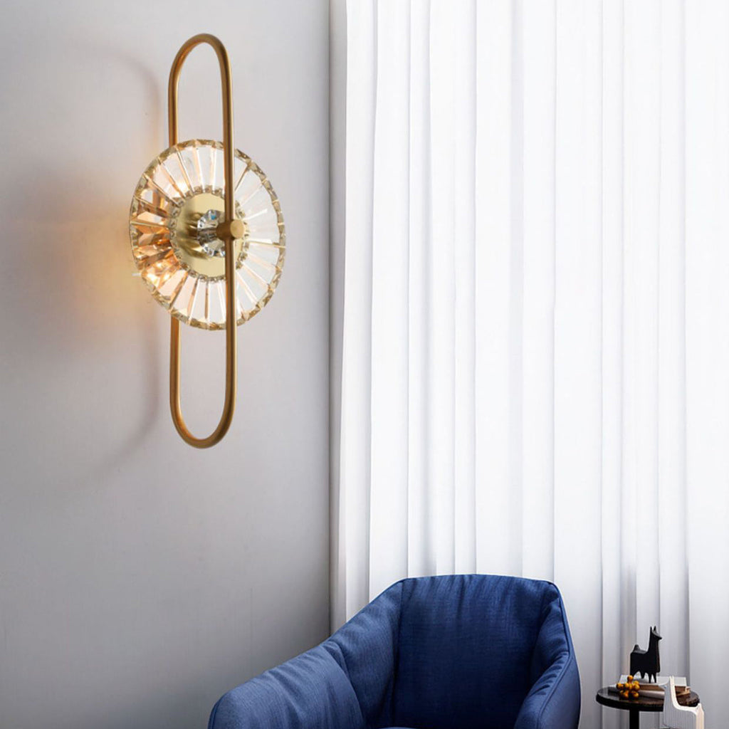 Round Branch Oval Crystal 3-Light Wall Lamp