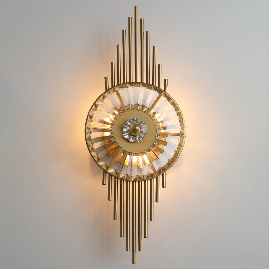 Round Branch Oval Crystal 3-Light Wall Lamp