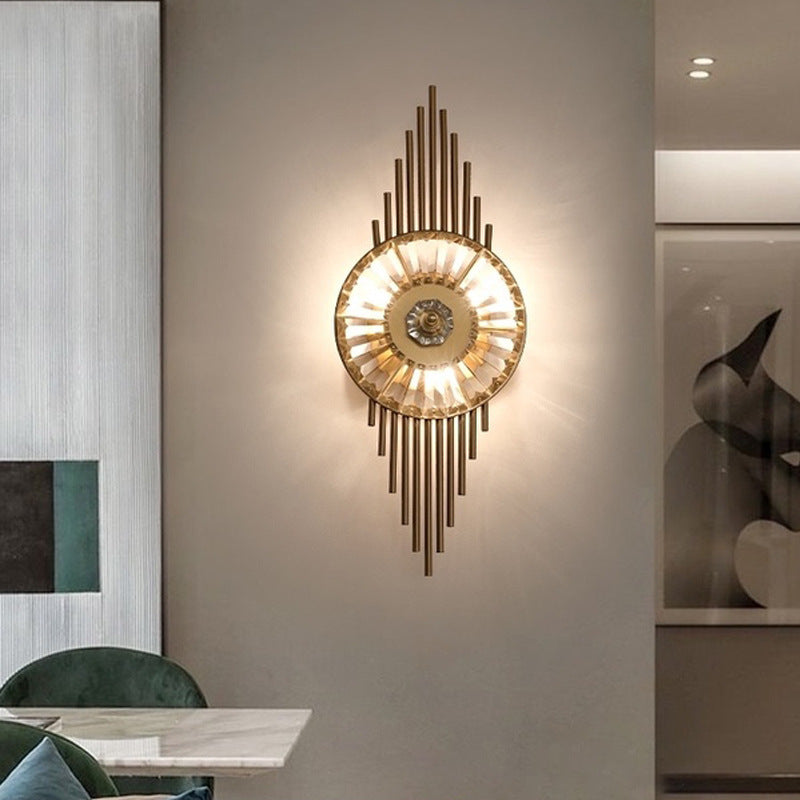 Round Branch Oval Crystal 3-Light Wall Lamp