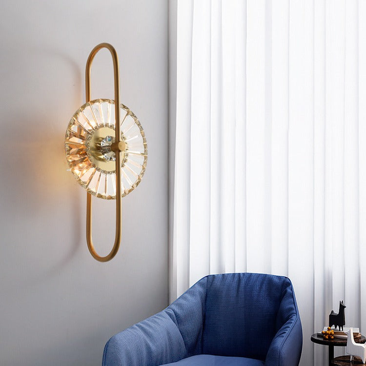 Round Branch Oval Crystal 3-Light Wall Lamp