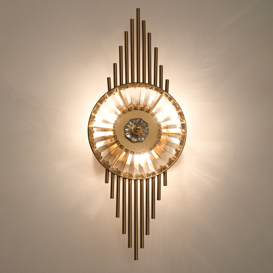 Round Branch Oval Crystal 3-Light Wall Lamp