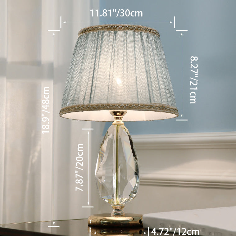Round Oval Fabric Crystal Table Lamp