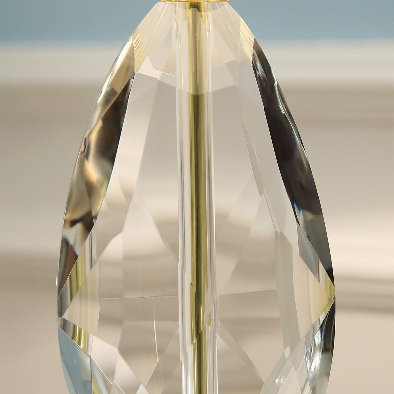 Round Oval Fabric Crystal Table Lamp