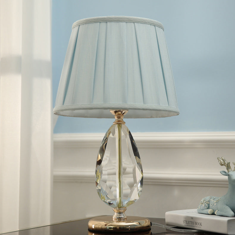 Round Oval Fabric Crystal Table Lamp