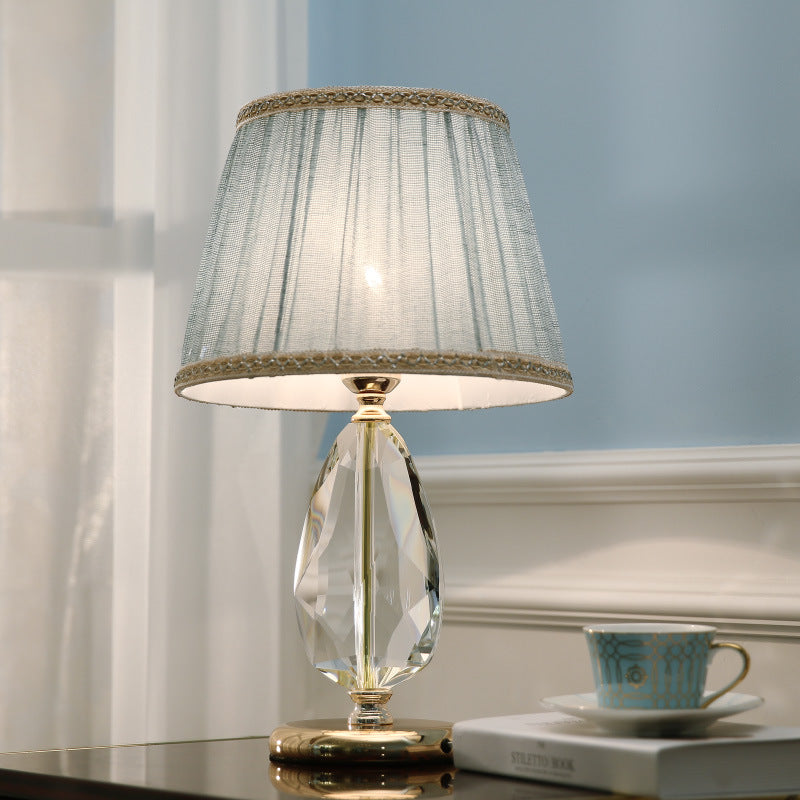 Round Oval Fabric Crystal Table Lamp